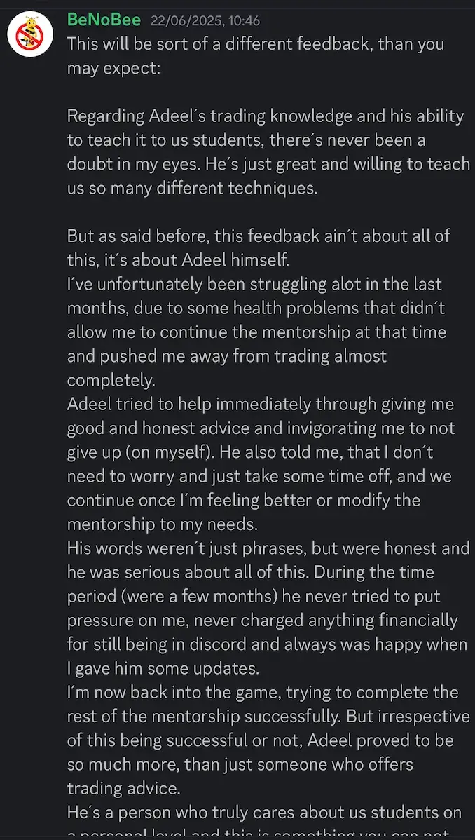 Wall Street Akhi member feedback screenshot 5
